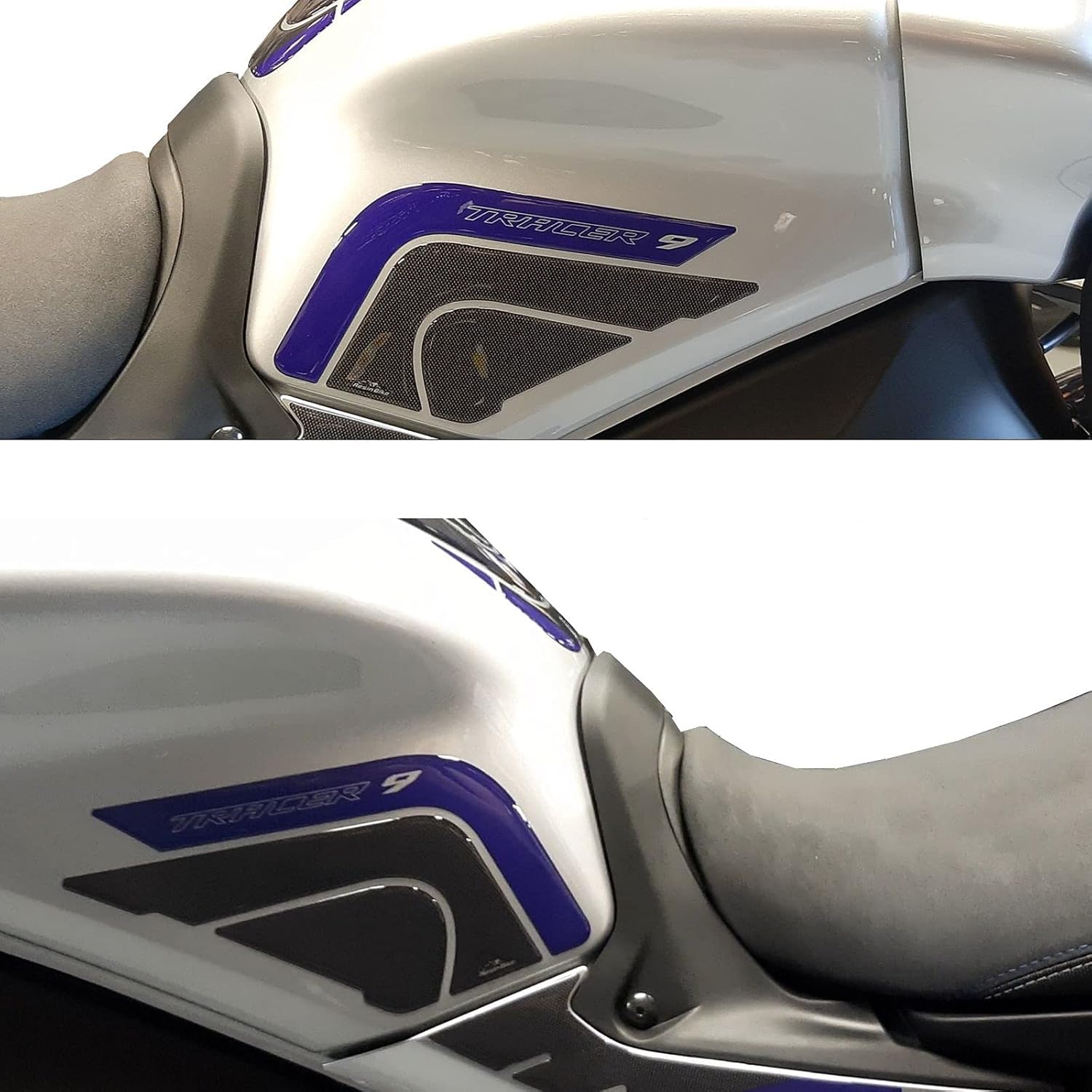 Resin Bike Motorcycle 3D Stickers Compatible with Yamaha Tracer 9 2021 Icon Performance. Tank Side Protections from Impact and Scratches. Pair of Resin Stickers – Metallic Effect - Made in Italy
