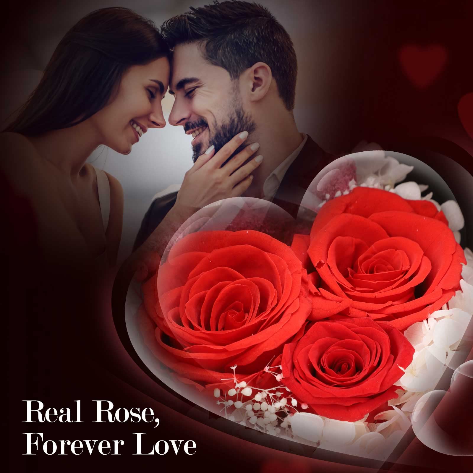 ADDWel Rosa Eterna con I Love You per Lei, Confezione Regalo per la Festa della Mamma, Compleanno, Anniversario, Regalo per Mamma, Fidanzata, Moglie (rosso)