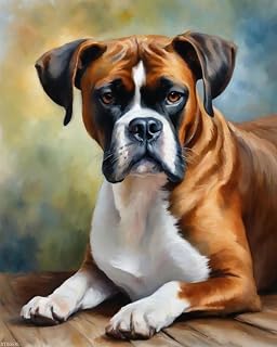 XTXGERL Paint by Numbers Kit for Adults, Boxer Dog, Modern Abstract Digital Oil Painting, Unique Colors, 40x50cm, Without Frame