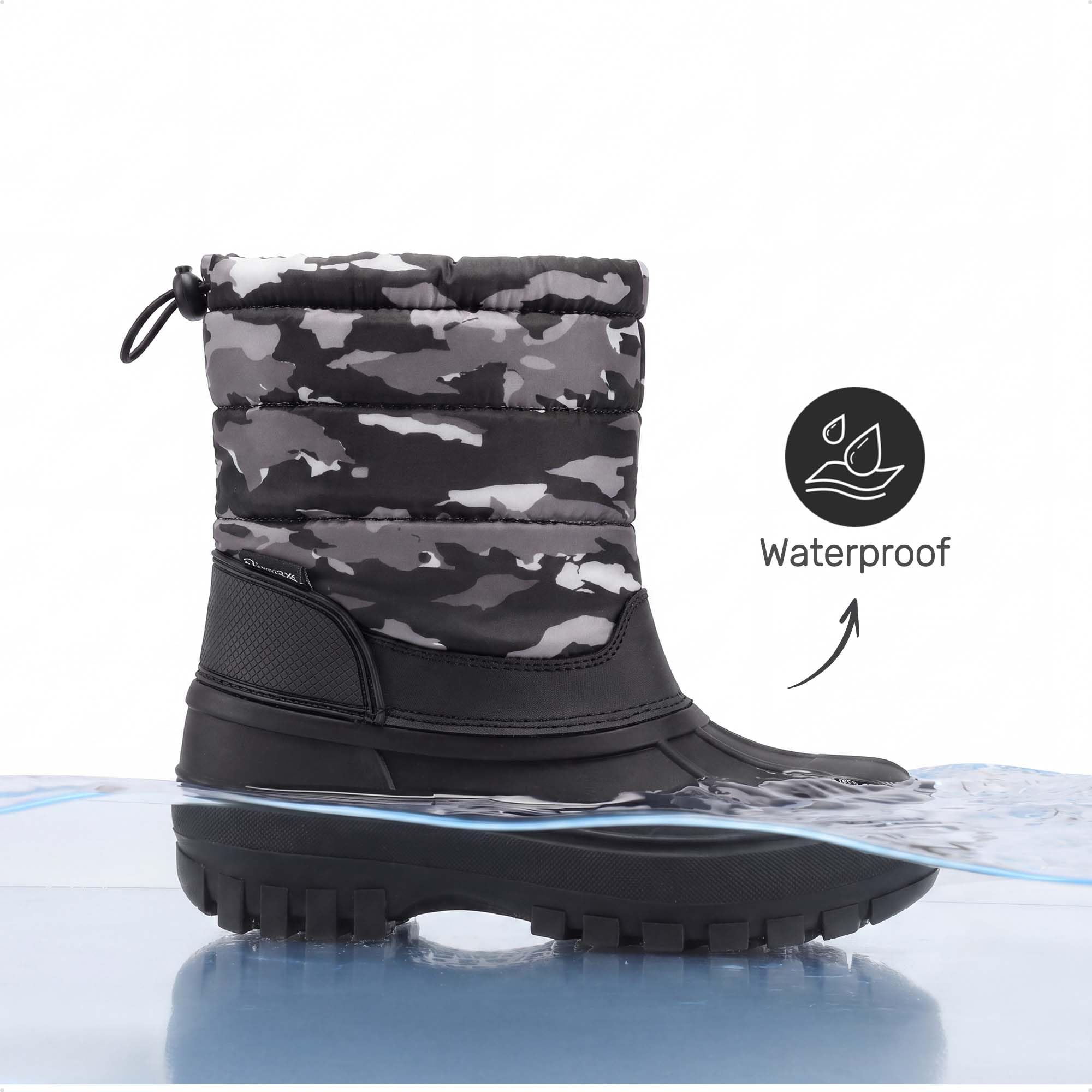 DREAM PAIRS Wodoodporne buty zimowe uniseks, Czarny/Szary, 2 Little Kid
