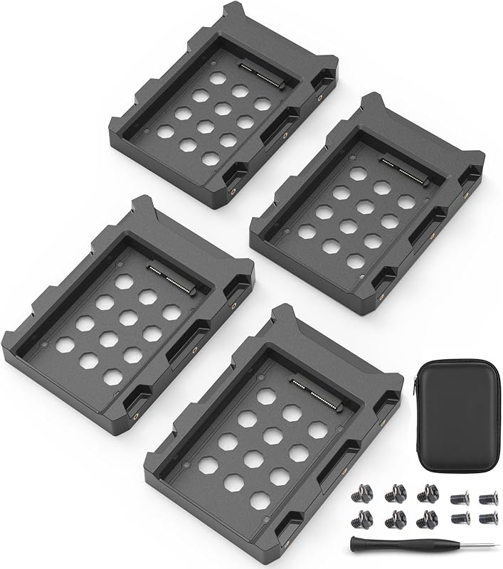 2.5" SSD to 3.5" SATA Hard Disk Drive Adapter ABS SSD Mounting Bracket Kit 4 Pack Internal Drive Bay Converter Hard Drive Caddy Case Tray SSD Holder HDD Cage with Portable Bag Hot Swap Plug