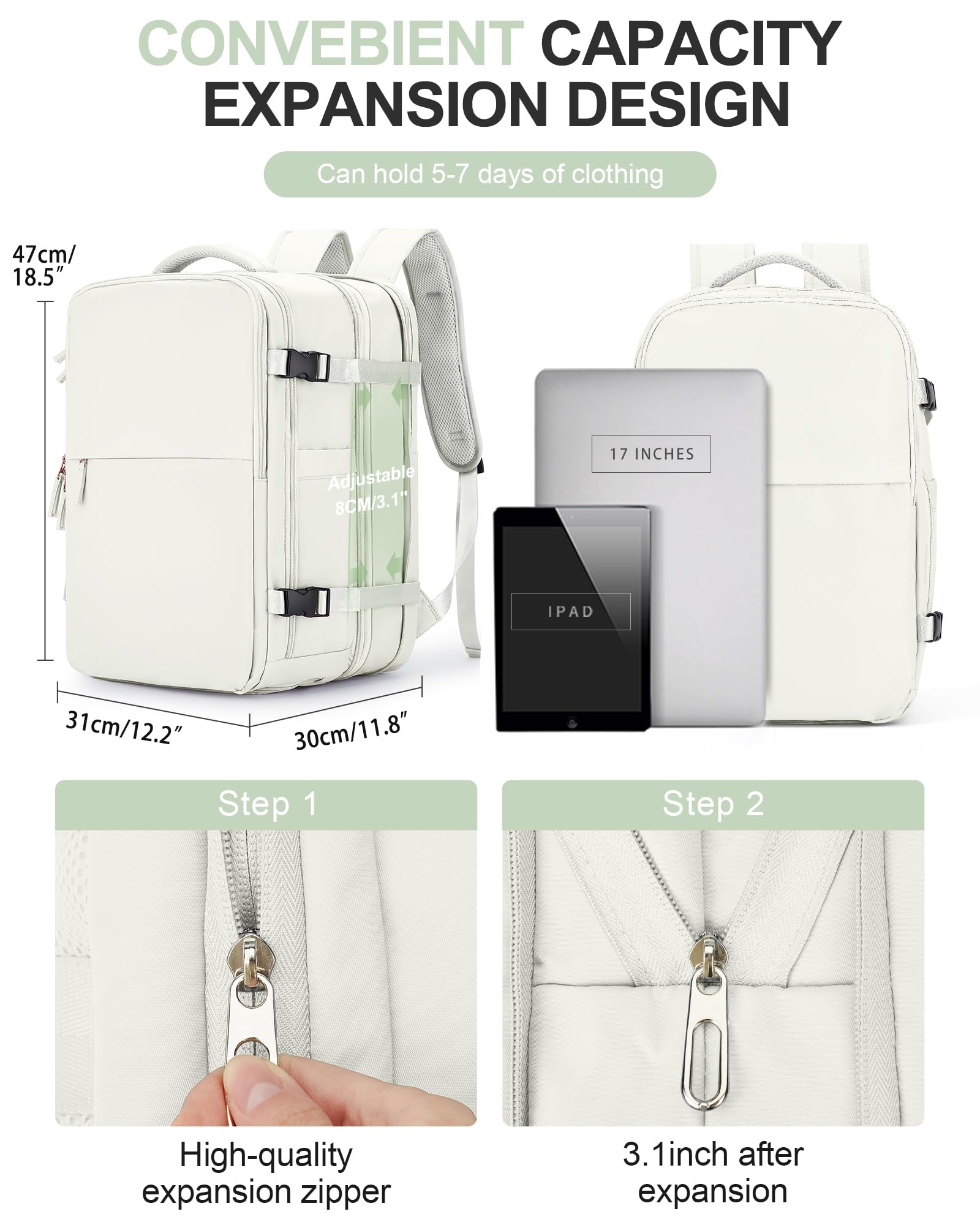 SZLX Zaino Ryanair 40x20x25 Bagaglio a Mano zaino Borse da Cabina per Easyjet 45x36x20 Zaino da Viaggio donna con porta ricarica USB, Borsa da Viaggio aereo Zaino Computer Impermeabile Casual Daypack