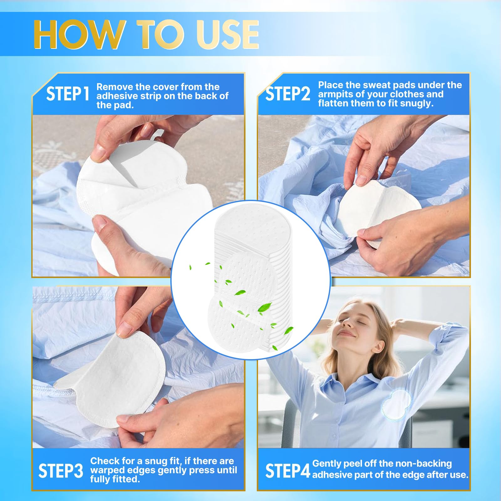 100 Piezas Almohadillas Sudor Axilas, Invisible Almohadilla para el Sudor de Las Axilas, Parches Antitranspirantes para Las Axila Mujer Hombre, Desechables Parches Antisudor Axila