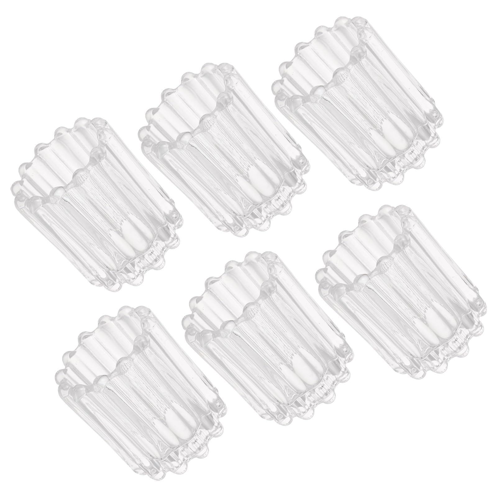 Portavelas de Cristal en Forma de Taza, 6 Piezas, Vintage