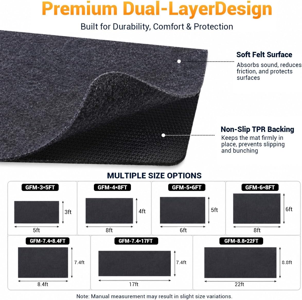 Garage Floor Mat 4 x 8 Ft, Absorbent Oil Parking Mat for Under Car, Non-Slip Waterproof Rubber Backing, Heavy Duty Garage Flooring Protector for Cars, Driveway, Workshop, Easy to Cut & Clean