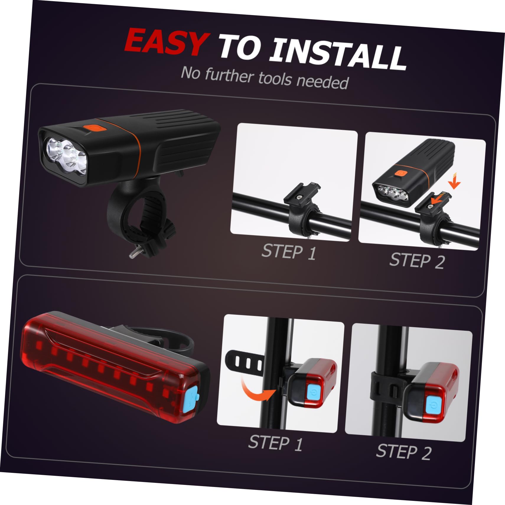 Faro de Bicicleta Recargable USB 2400mah Negro para Nocturna