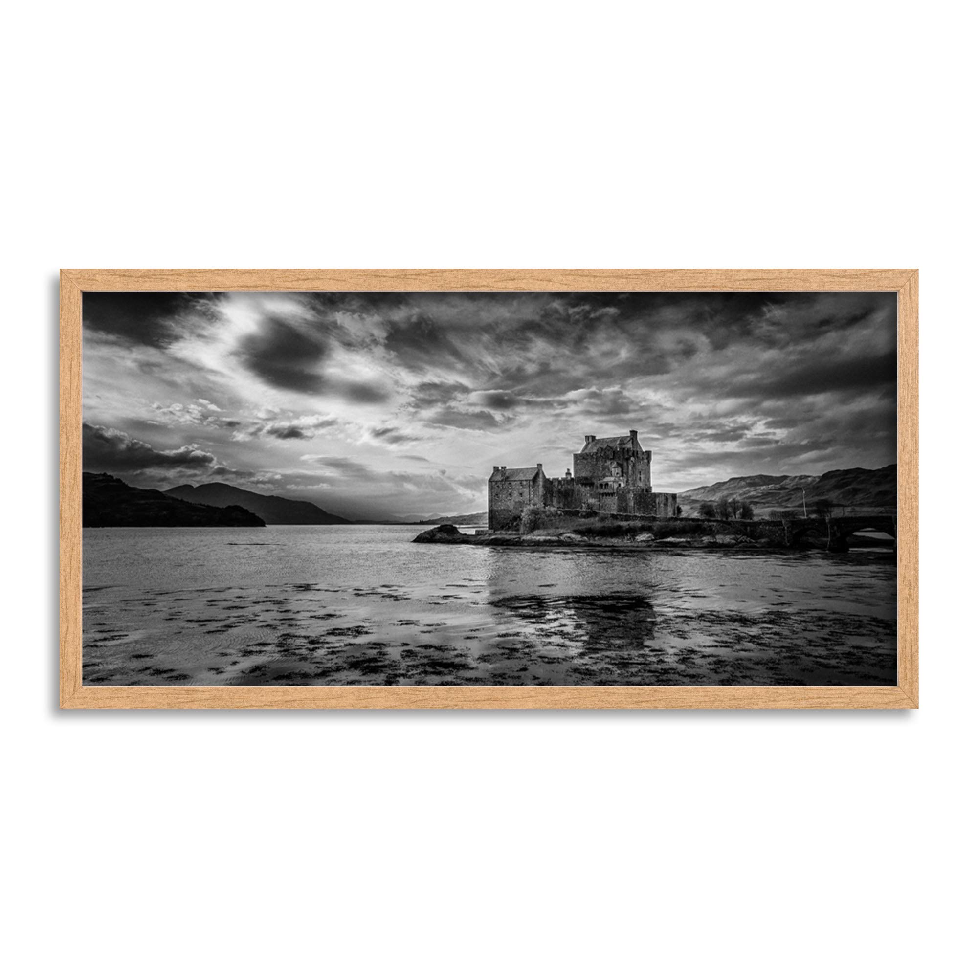 Wee Blue Coo Eilean Donan Castle Scotland Clouds Long Panel Framed Wall Art Print
