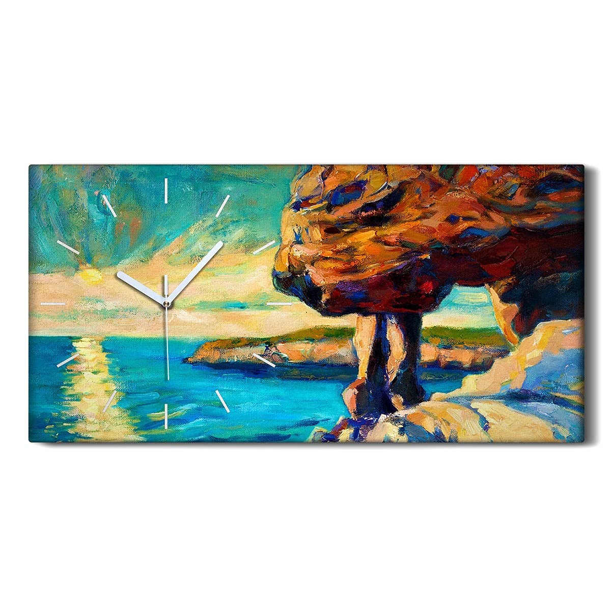 Horloge sur Toile sans Bruit 60x30cm Décoration Murale pour Sommeil Paisible