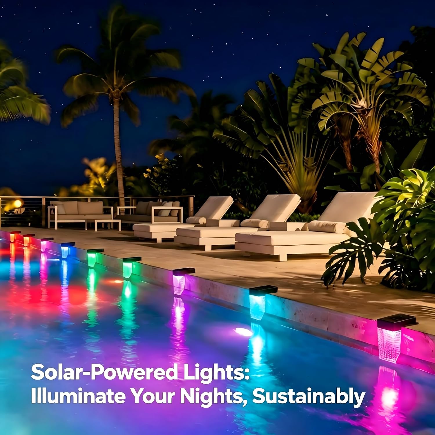 Solar Fence Lights Outdoor-3000K&RGB 2 Mode, IP65 Waterproof Solar Powered Fence Lights, Dusk to Dawn for Outside, Backyard/Step/Patio/Deck/Stair Railings and Wall (8 Pack)