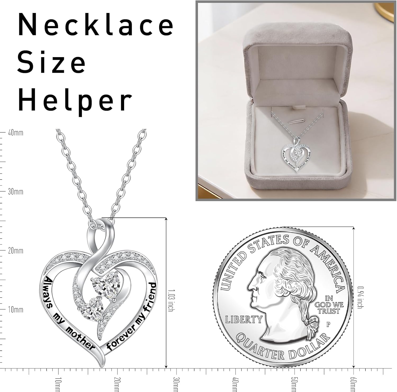 Mothers Day Gift infinity Love Heart Sterling Silver Pendant Necklace for Women Mothers Grandmother Birthday Gifts - Image 7