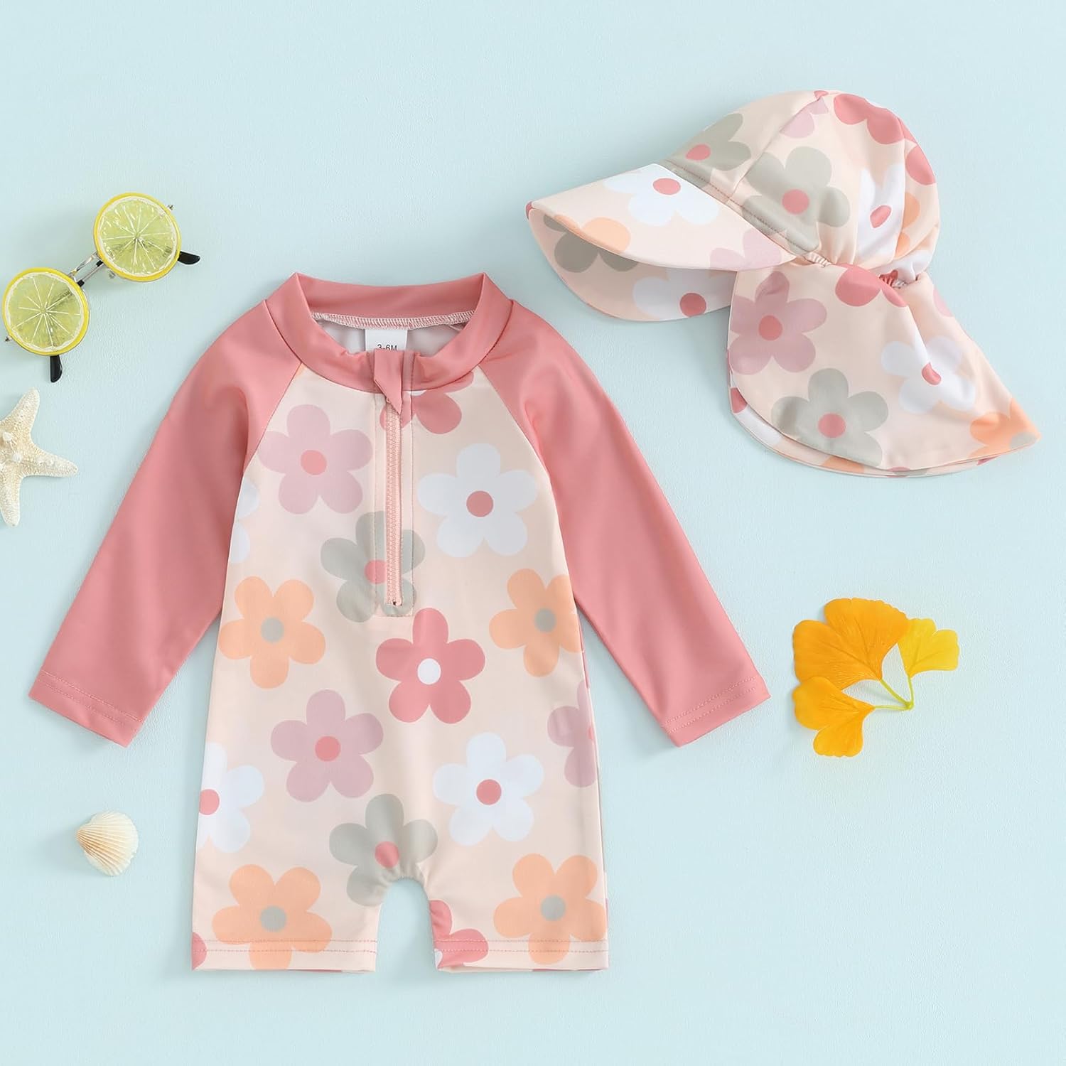 Socutebabe Toddler Infant Baby Boys Swimsuit Kids Rash Guard One Piece Newborn Zipper Bathing Suit Swimwear with Hat