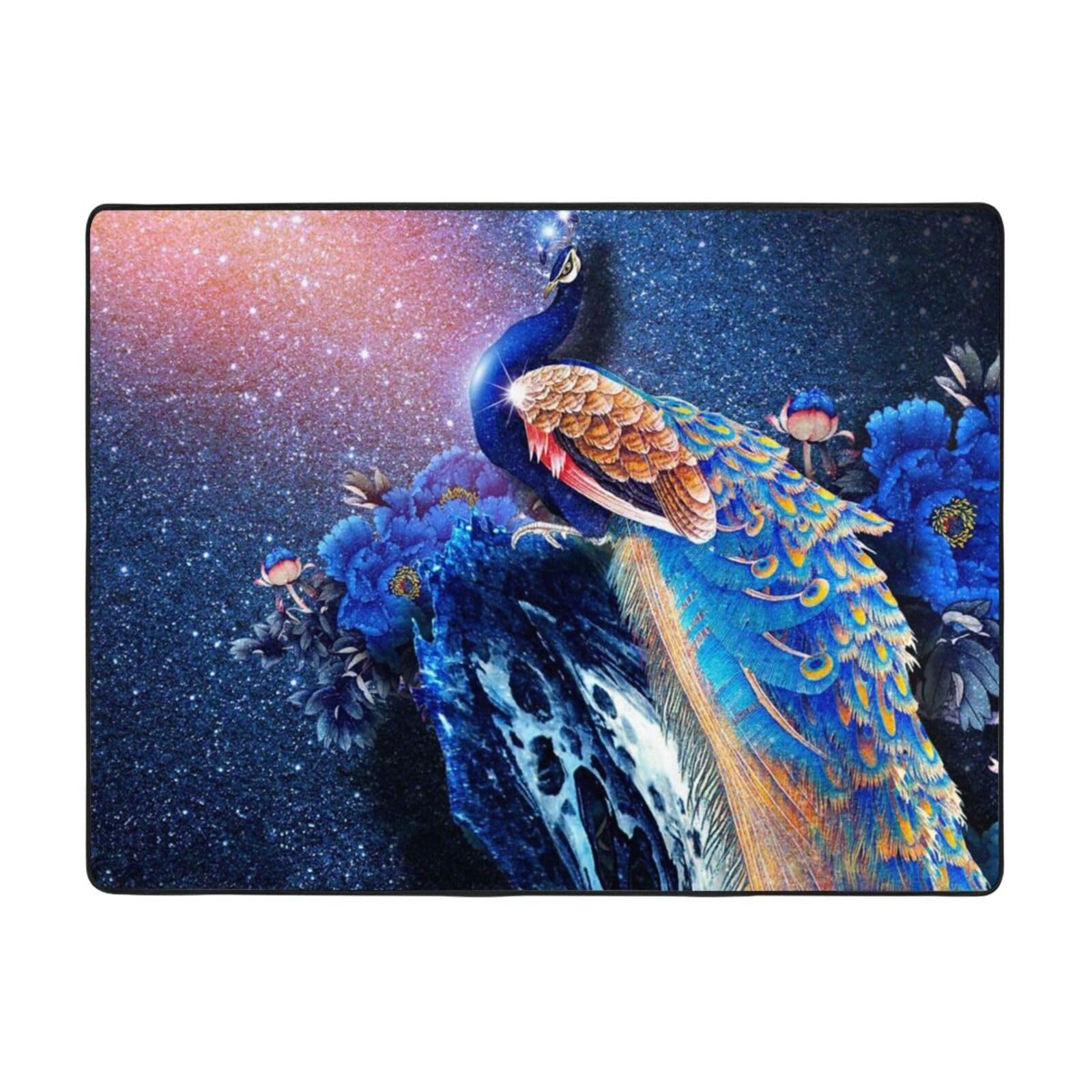 Tapis de sol antidérapant BAFAFA grand confort motif paon