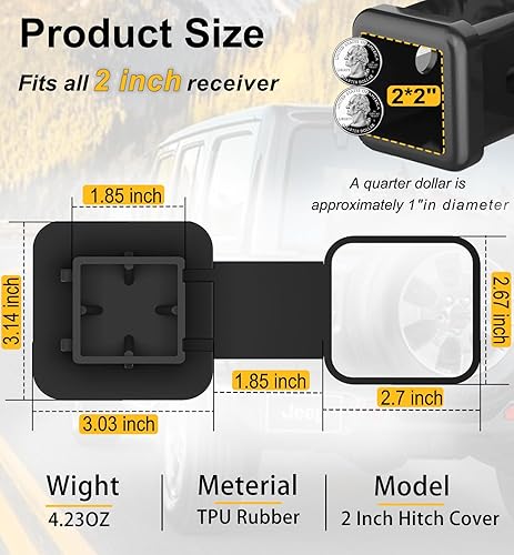 Miniatura 3 de Hermosa cubierta de enganche de remolque de 2 pulgadas, enganche de tubo receptor de goma de 2 pulgadas, divertidas cubiertas de enganche de camión,