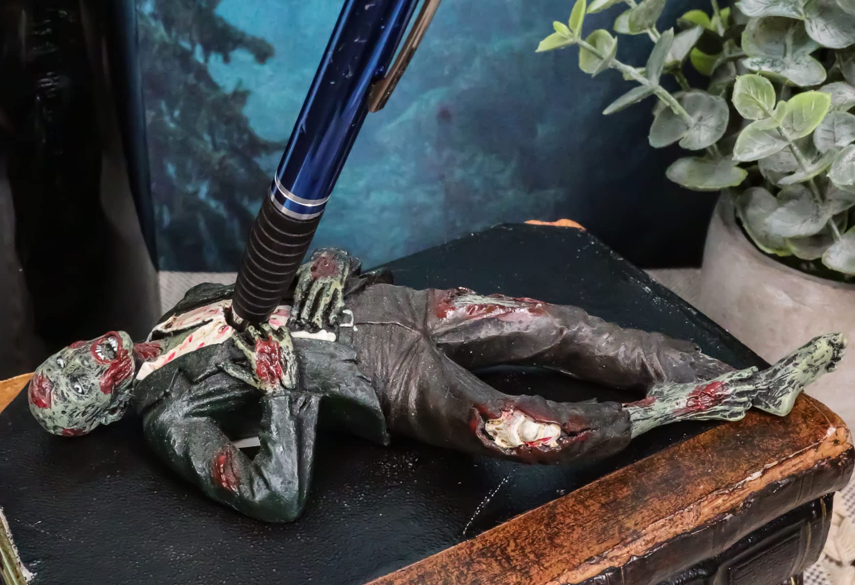 Ebros Gift Walking Dead Walker Hunter Impaled Zombie Pen Holder - 6.75