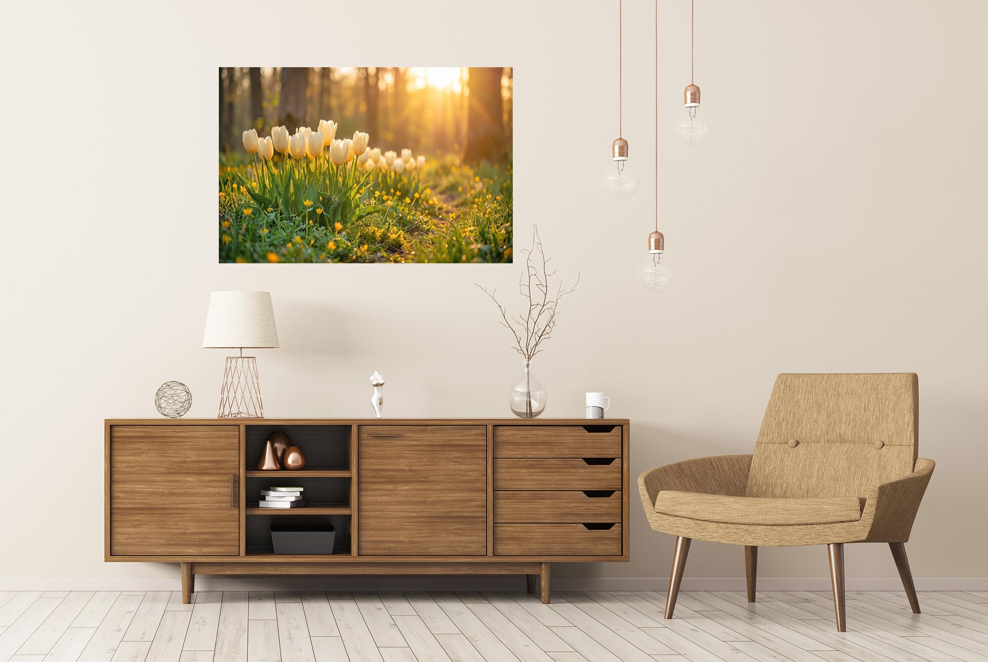 islandburner Póster de primera calidad, diseño de tulipanes mágicos en la luz de la mañana para salón para amantes de la naturaleza, gran formato