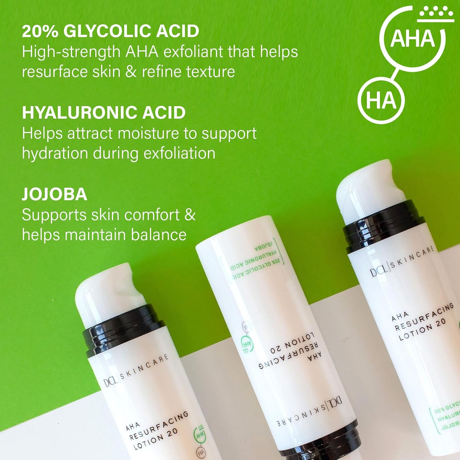 DCL Skincare AHA Resurfacing Lotion 20 with 20% Glycolic Acid, High-Strength Exfoliating Treatment, 1.7 fl oz