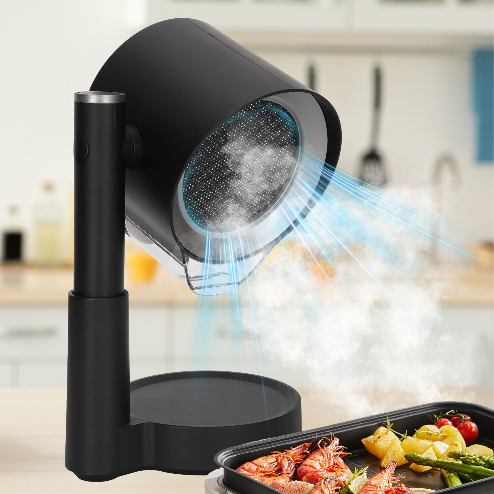 Portable Range Hood, 2026 Upgraded Desktop Exhaust Fan with 3 Filter System, Countertop Range Hood 3-Speed, Angle-adjust, Low Noise, Detachable Filter & Oil Collector, Washable, for BBQ, Hot Pot, RV