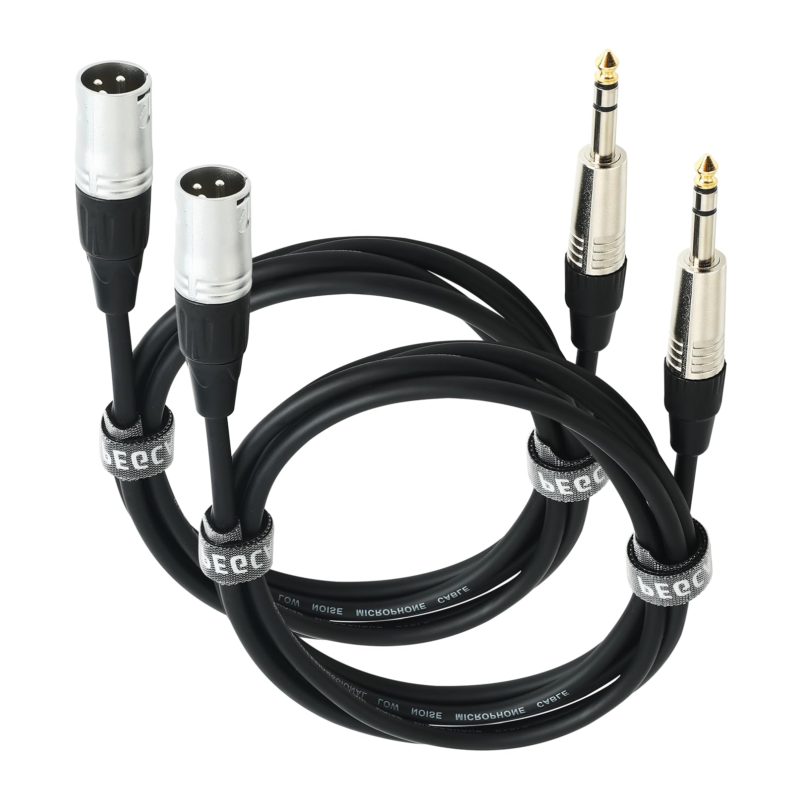 Cable XLR macho a 1/4 TRS Jcak de 6 pies, enchufe TRS de 6.35 mm a XLR macho de 3 pines a cable de micrófono de interconexión TS macho equilibrado (paquete de 2)