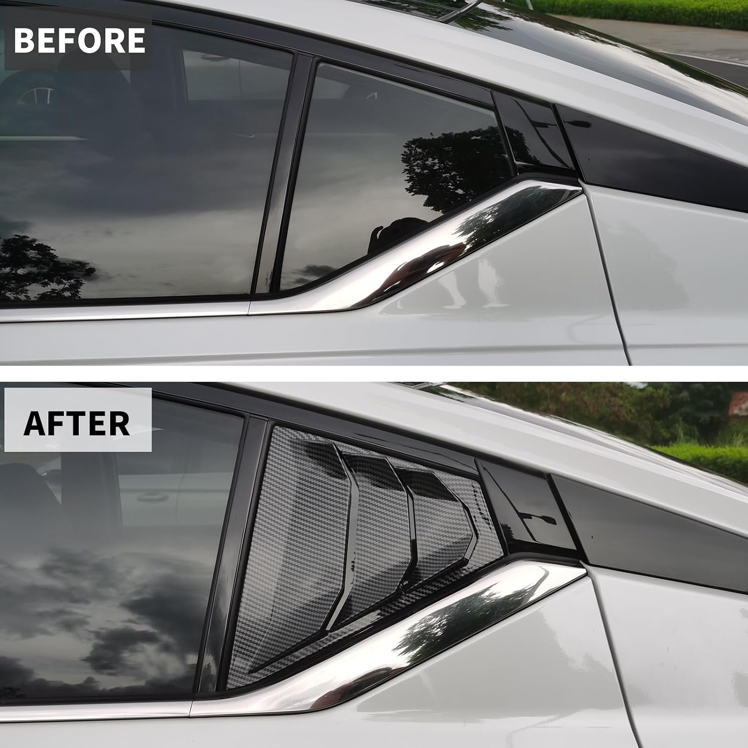for Nissan Altima Teana 2019-2025 Rear Side Window Louvers,Sport Style Triangular Window Glass Blinds Air Vent Scoop Shades Cover Trim Blinds Auto Exterior Decorate Accessories (Carbon Fiber Color)