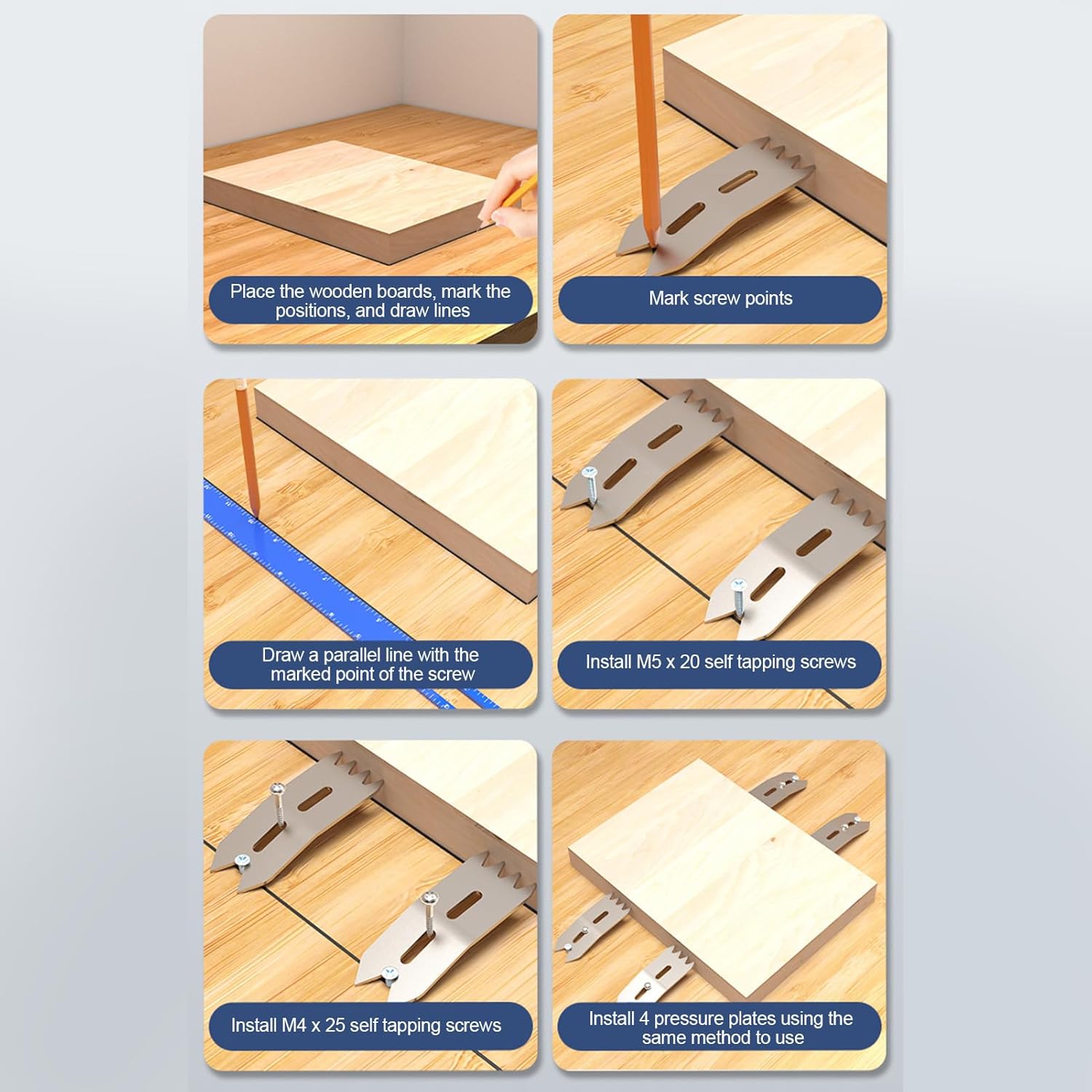 木工用リミットクランプ4個セット、アルミニウム合金クランプ犬、スラブフラットニングミル用、ウッドボード固定クランプ固定位置決めプレー