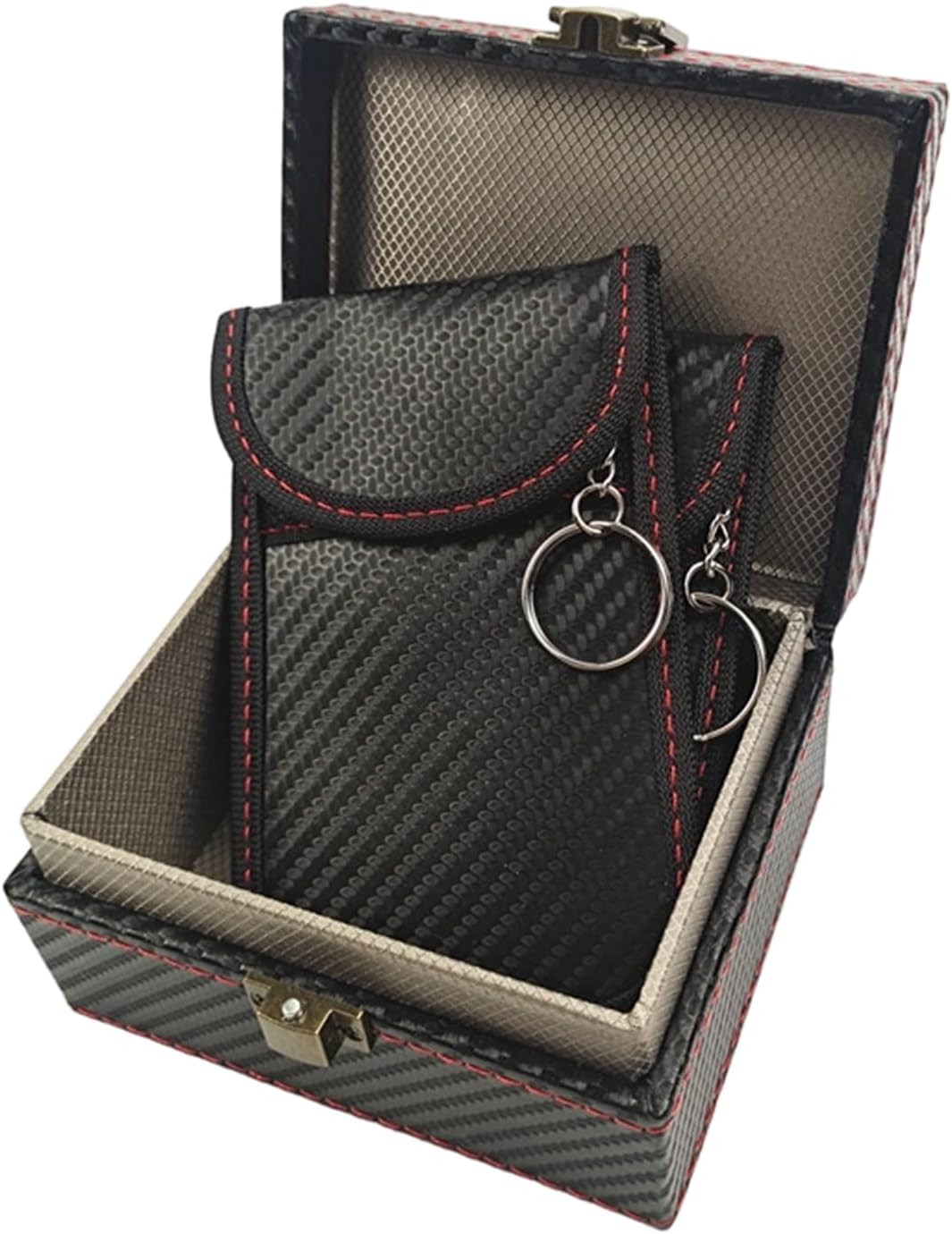 Strong PU Leather Car Case Set with Blocking Liner to Remote Access and Copying Car Box Set Anti Theft Planner Carbon Fiber Bag