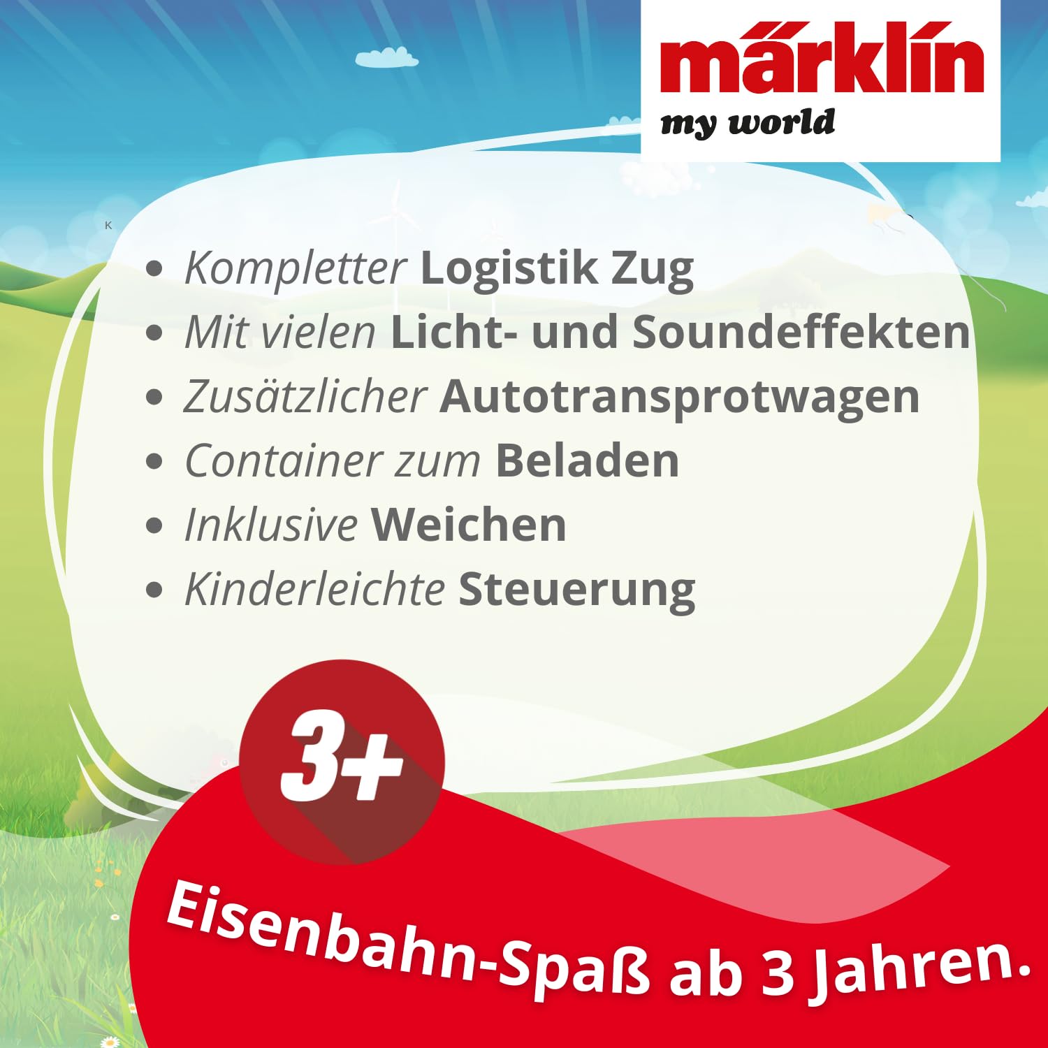 Märklin My World Startpackung Hafenlogistik - Elektrischer Güterzug H0 (55 cm) im Set mit 26 Schienenteilen - Modelleisenbahn mit Fernsteuerung für Kinder ab 3 Jahre