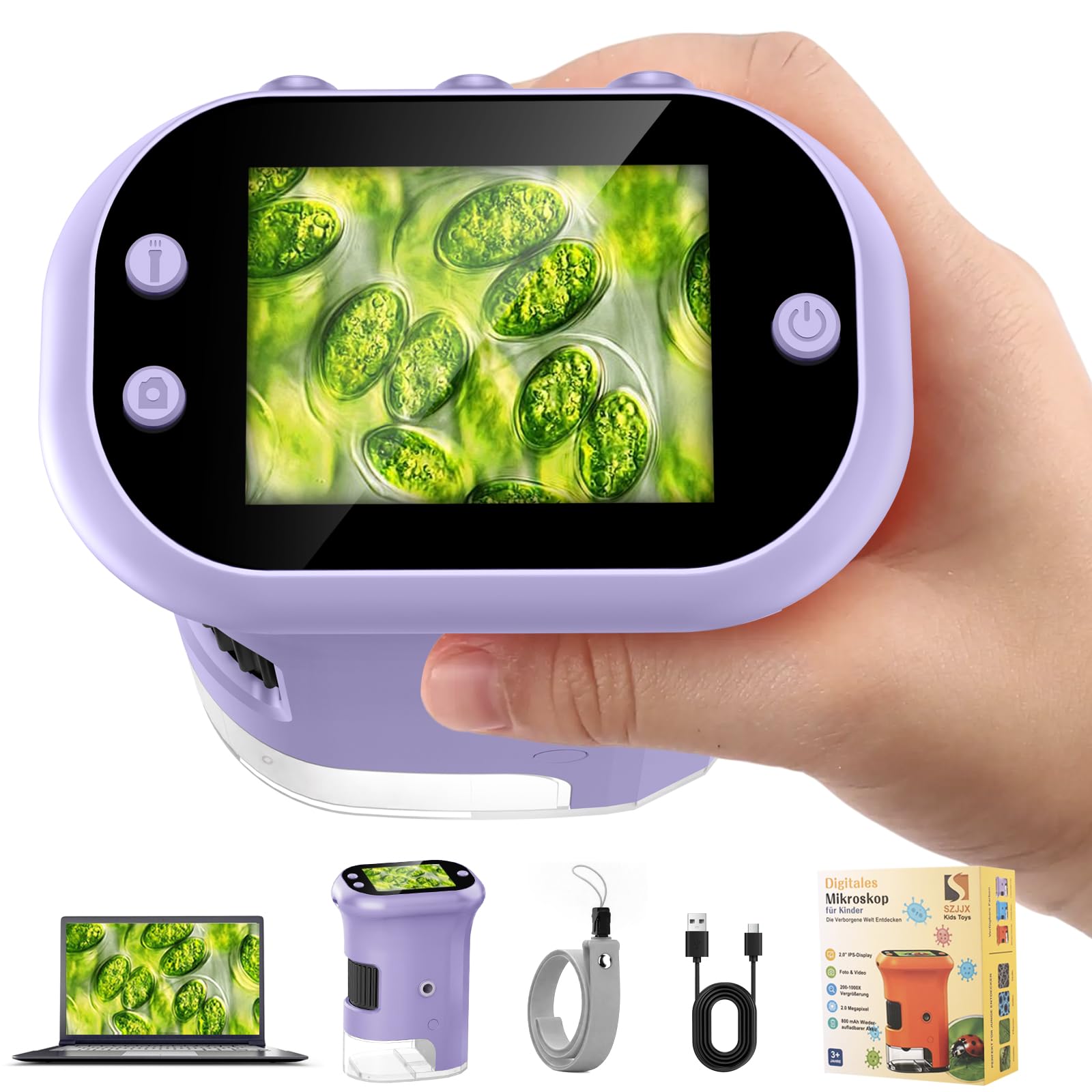 Handheld Digital Microscope for Kids Toys Gifts,1000X,2" IPS,Photo & Video