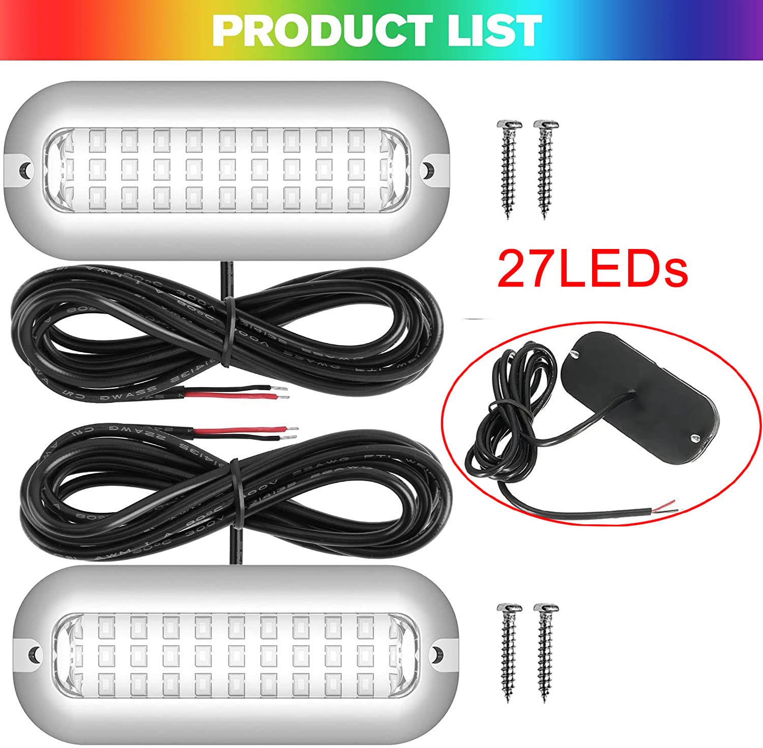 Greluma 2 Pz 27LEDs Luci subacquee per barche, pontoni marini Luca di poppa e coperta per barca in acciaio inossidabile IP68 impermeabile Luci da pesca a LED-Blu