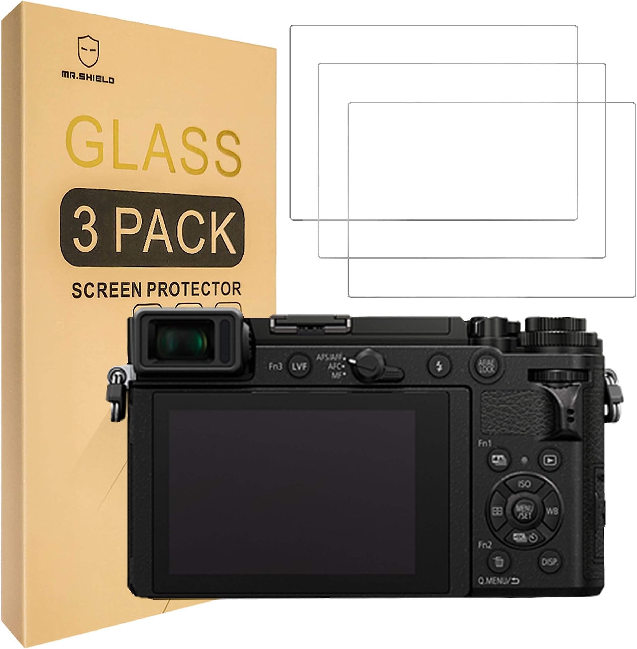 Mr.Shield Screen Protector for Panasonic Lumix DC-GX9 GX9 G9 GX7 II III Camera Tempered Glass [9H Hardness] [3 Pieces] Bubble Free Screen Protector