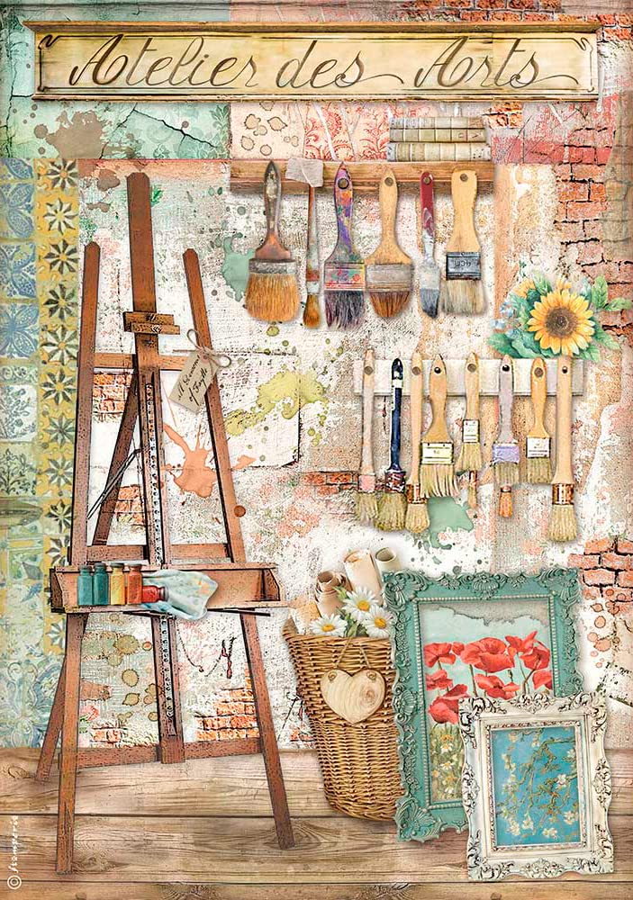 STAMPERIA INTERNATIONAL, KFT Stamperia-Rice Paper-Atelier Des Arts Easel, Multicoloured, A4