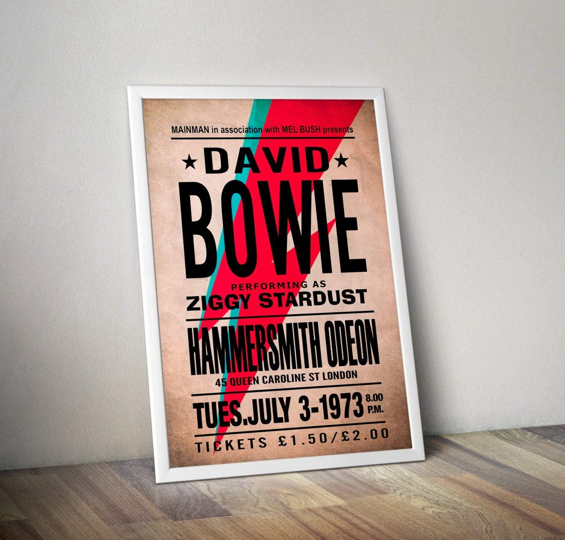 David Bowie at the Hammersmith Odeon 1973 Poster, Bowie