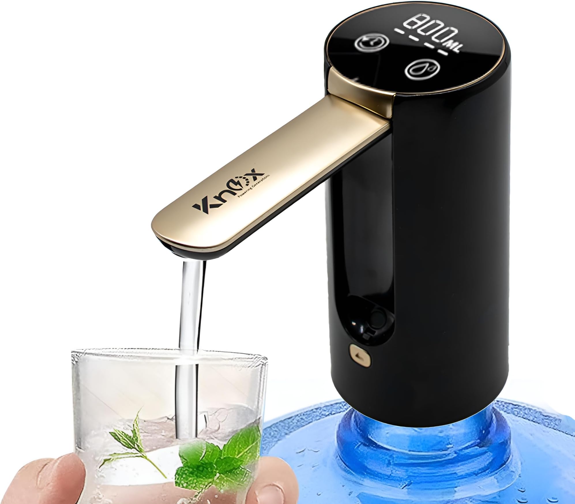 Portable Automatic Water Dispenser Pump, USB Charging, LED Display, 3 Quantitative Setting, Type-C Portable foldable water pump dispenser for Office, Home, Camping, Kitchen Black