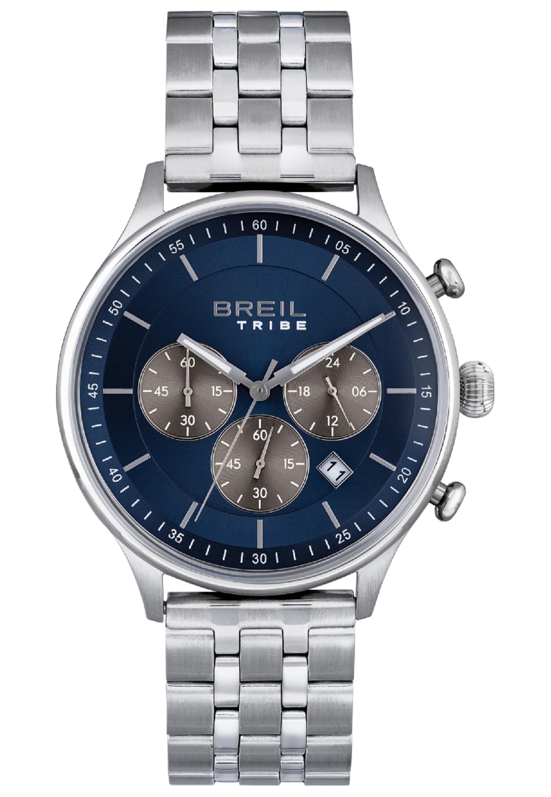 Breil Orologio UOMO CLASSY quadrante MONO-​COLORE BLU movimento CRONOGRAFO QUARZO e BRACCIALE ACCIAIO ARGENTO EW0642