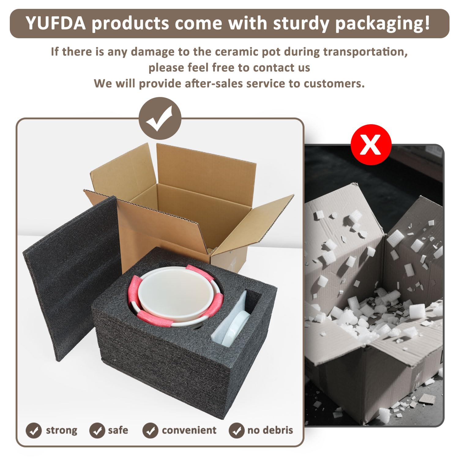 YUFDA Lot De 2 Pots En Céramique Pour Plantes D'intérieur De 14 Cm 17 Cm Avec Drainage Et Soucoupe, Pots De Fleurs D'intérieur (kaki, Blanc Kaki, Pot Uniquement