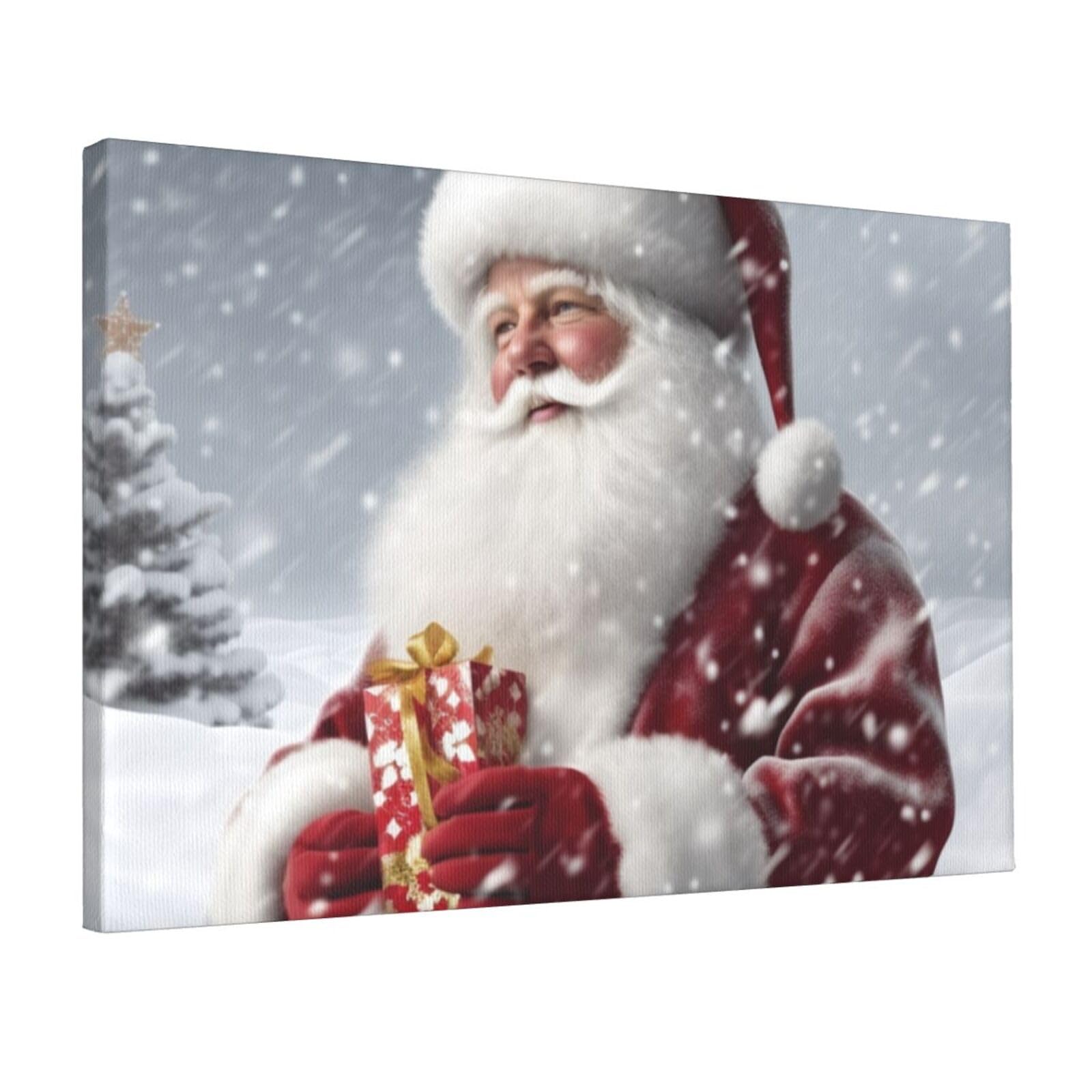 Canvas Wall Art for Living Room Wall Decor 12"x18" Modern Artwork Painting Pictures Hanging Canvas Prints Santa Claus Snow Secenry Aesthetic Wall Art for Bedroom Bathroom Office Wallart Decor