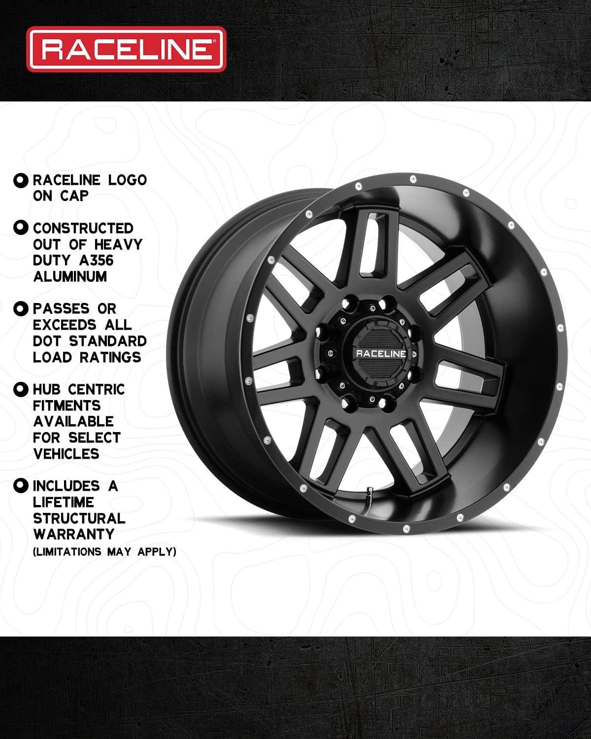 Raceline Wheels 931B INJECTOR Wheel Black 17X9"5X127/5X135 Bolt Pattern -12mm Offset/(4.5"B/S) 10 Spoke Aluminum Passenger Car Wheels, Full Size Replacement Black Car Rims