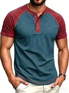 Rela Bota Men's Henley T Shirts Casual Short Sleeve Button Basic Tees Shirts for Men Lightweight Summer
