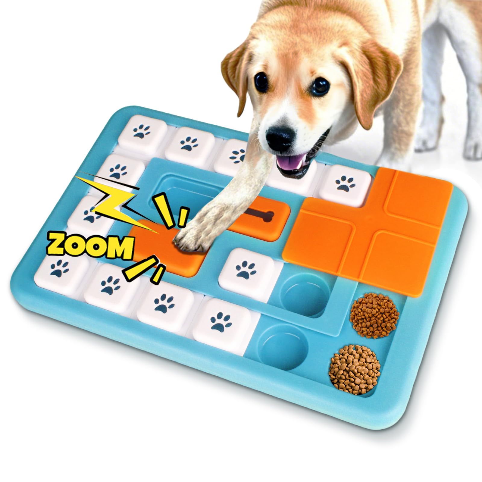YETEE Interactive Dog Puzzle Feeder, Treat Dispenser Dog Puzzle Toys with Squeaker & Non-Slip