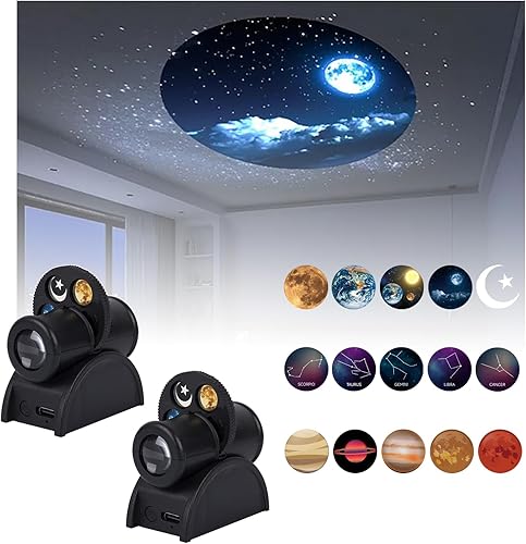 Miniatura 8 de Mini lámpara de proyector de estrellas, proyector de galaxia para mesita de noche, lámpara LED de proyección de cielo estrellado, luz nocturna de