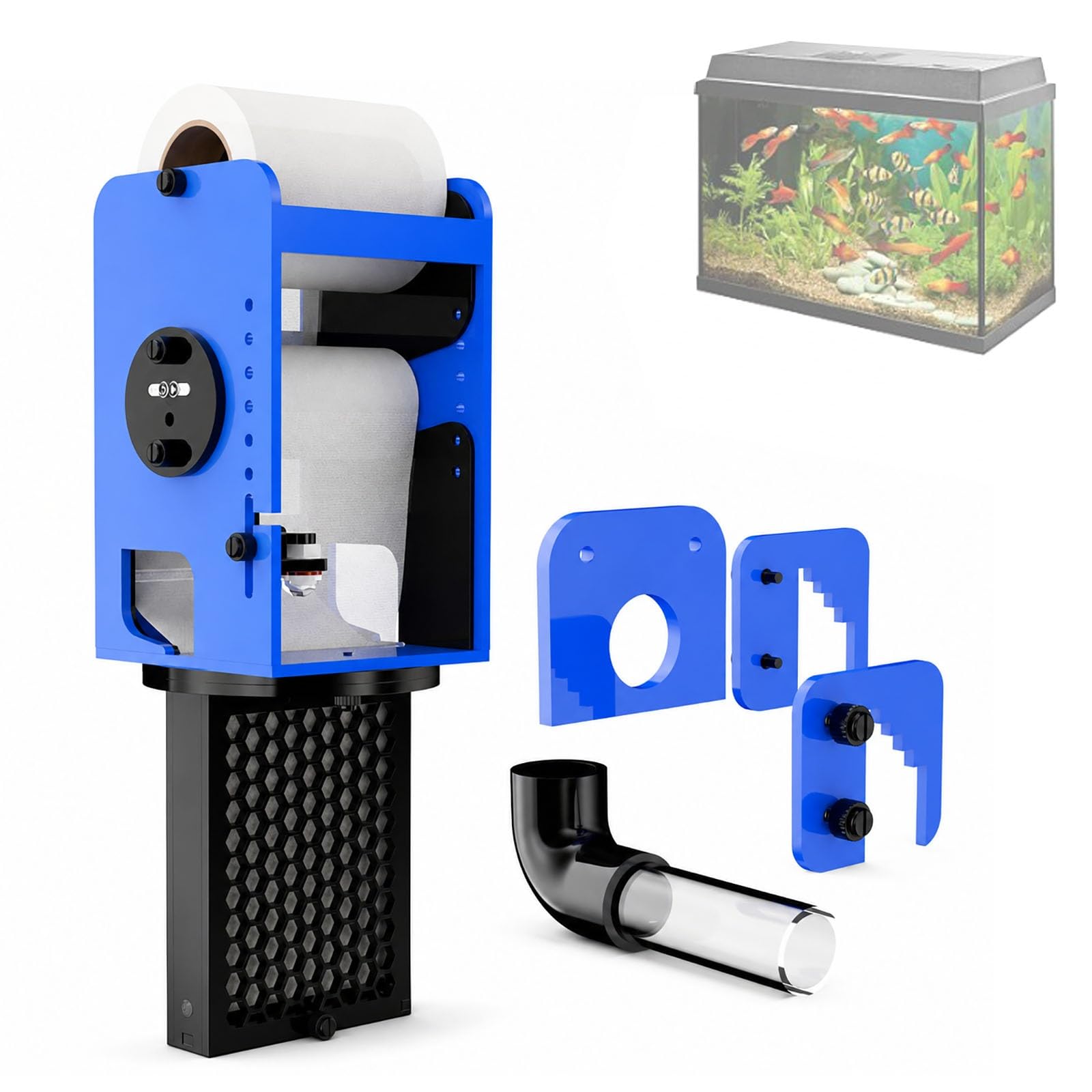 Genérico Filtro de Tambor Automático, Filtración Inteligente con Rollo de Vellón for Acuario, Sensor de Nivel de Líquido y Velocidad Ajustable for Tanque Marino