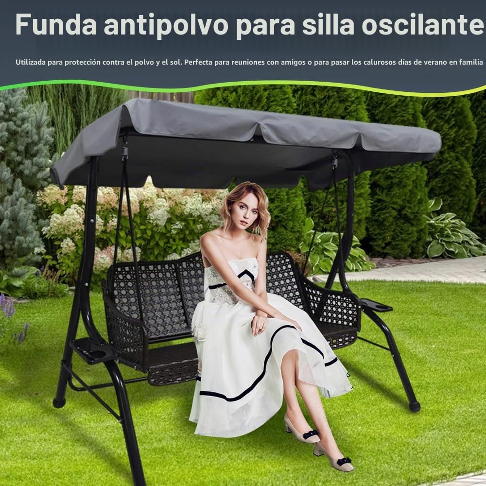 Toldo impermeable de repuesto para columpio de jardín, resistente a los rayos UV, funda para silla de columpio de 3 plazas, cubierta superior de hamaca resistente para muebles de exterior (solo funda)
