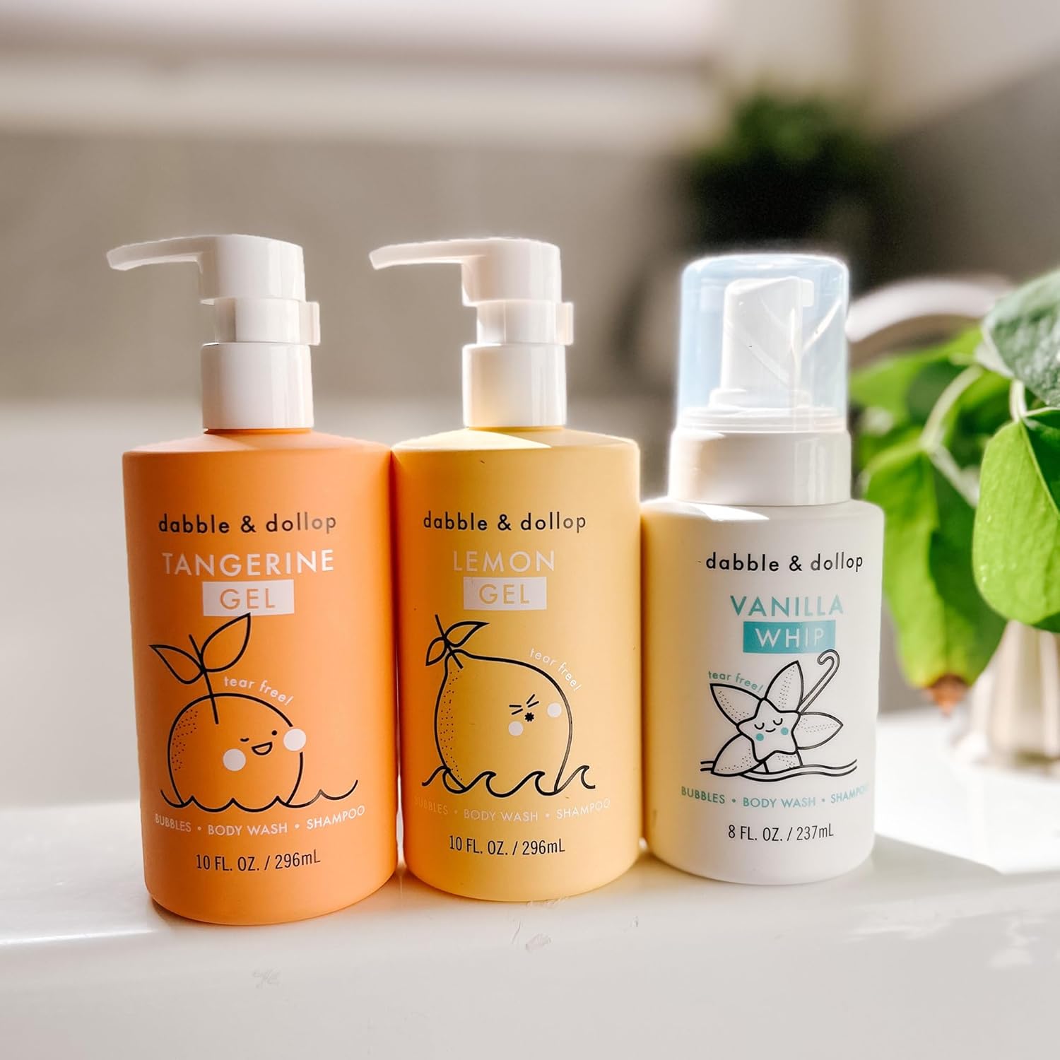 Dabble & Dollop Citrus Kiss Bundle, Natural Bubble Bath, Body Wash & Shampoo for Kids, Paraben & Sulfate Free, Vegan, Gluten-Free, Tear-Free, Tangerine, Vanilla, Lemon (Set of 3) - Image 3