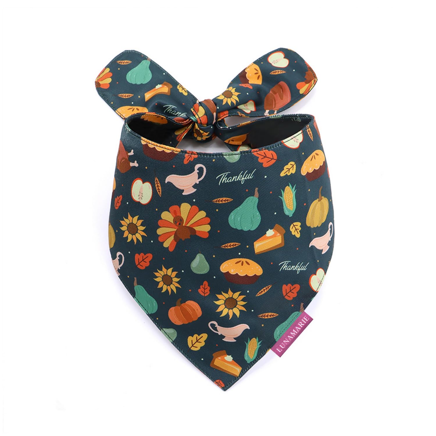 LunaMarie - Luxury Pet Birthday Bandanas -Premium & Silky Poly Fabric | 100% Handmade | Custom Shape Dual Layered (Thanksgiving, Small) — image 1