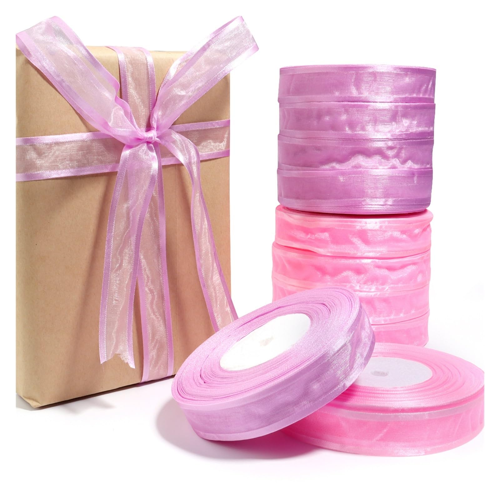 Chiffonband, 8 Stück, 25 mm, Organzaband, Verpackung, Weihnachten, Party, Zuhause, DIY, Geschenkverpackung, Hochzeitsdekoration für Geschenkverpackungen, Urlaubsdekoration