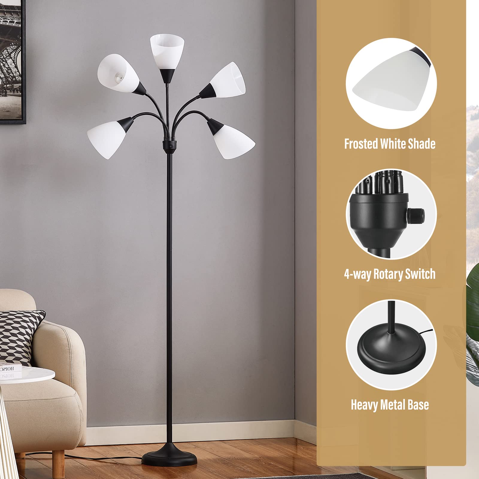 Medusa Floor Lamps Standing Lamps 5 Heads Adjustable Reading Light