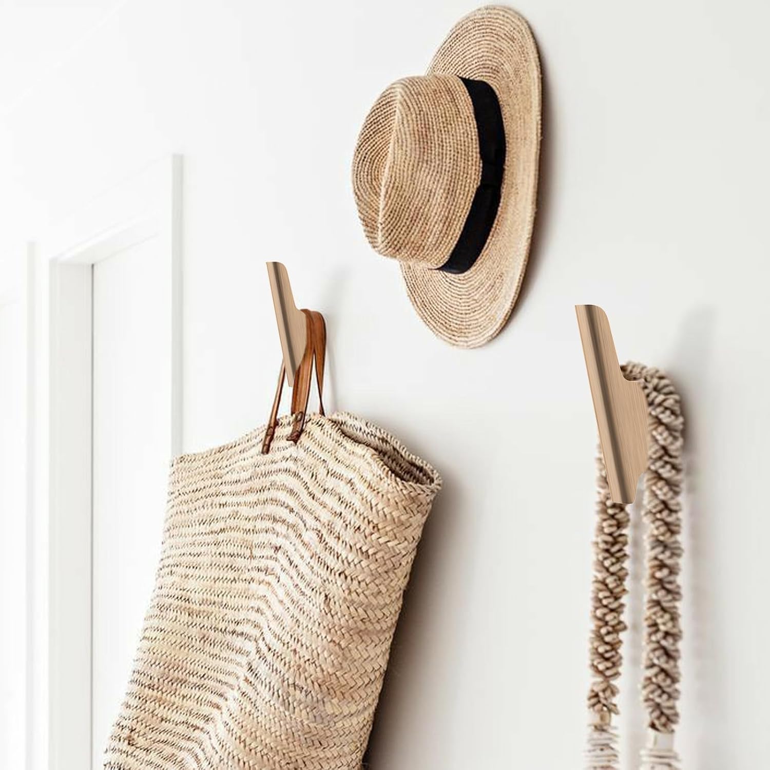 Wood Wall Hooks 4 Pack Coat Hooks Wall Mount Natural Wooden Hooks for Hanging Hat, Bag, Backpack, Rustic Coat Hooks for Wall, Wood Towel Hooks for Bathrooms and Entryway Hooks