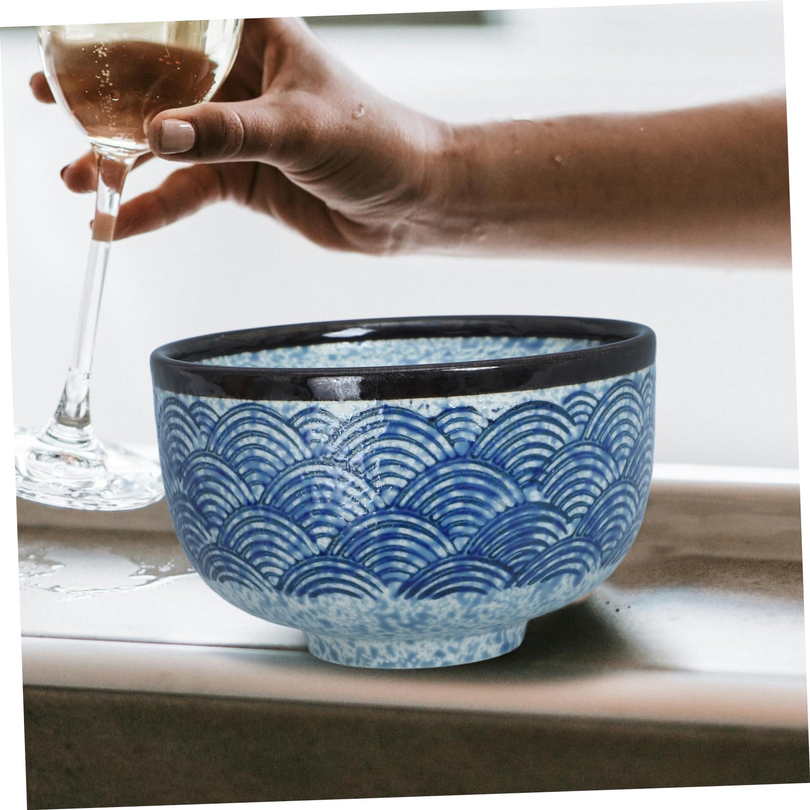 Japanisches Keramik-Schüssel-Set mit Deckel für Miso-Suppe und Heimreis