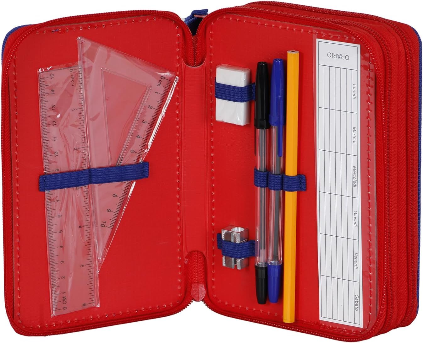 Set Scuola Spidey con Zaino Espandibile e Astuccio 3 zip da 44 pezzi Completo di colori, matite e accessori per la Scuola Elementare