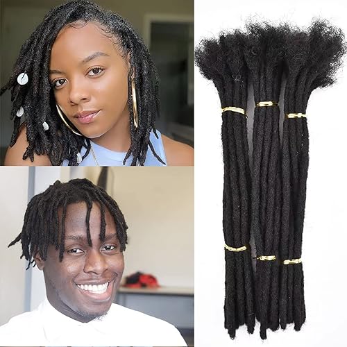 Dula - Extensiones de rastas de 6 a 24 pulgadas, extensiones de cabello humano para hombresmujeres, 20 hebras, 100% cabello humano real, extensiones
