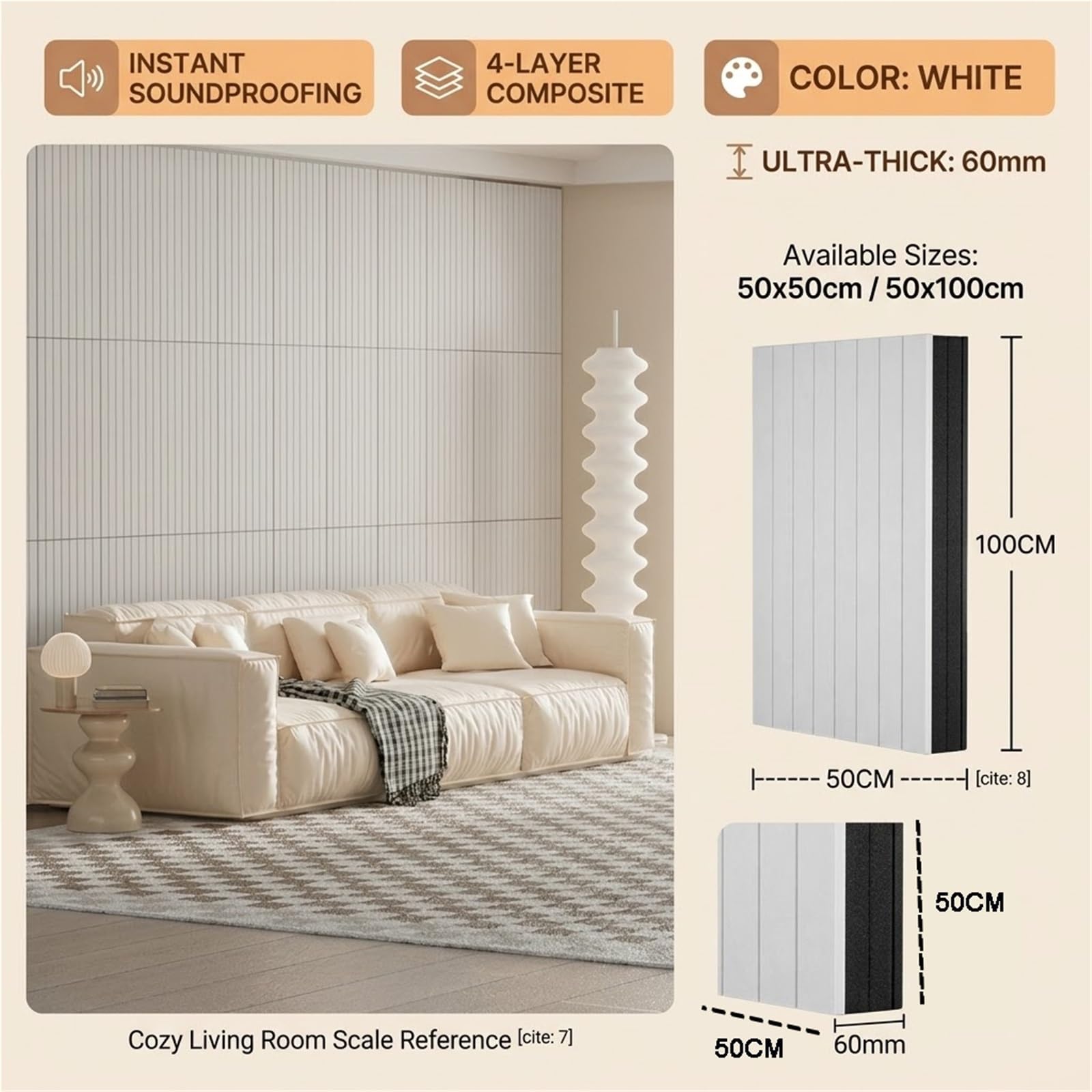 Paneles Acústicos Decorativos Pared Y Puertas(G,3pcs/50x100cm)